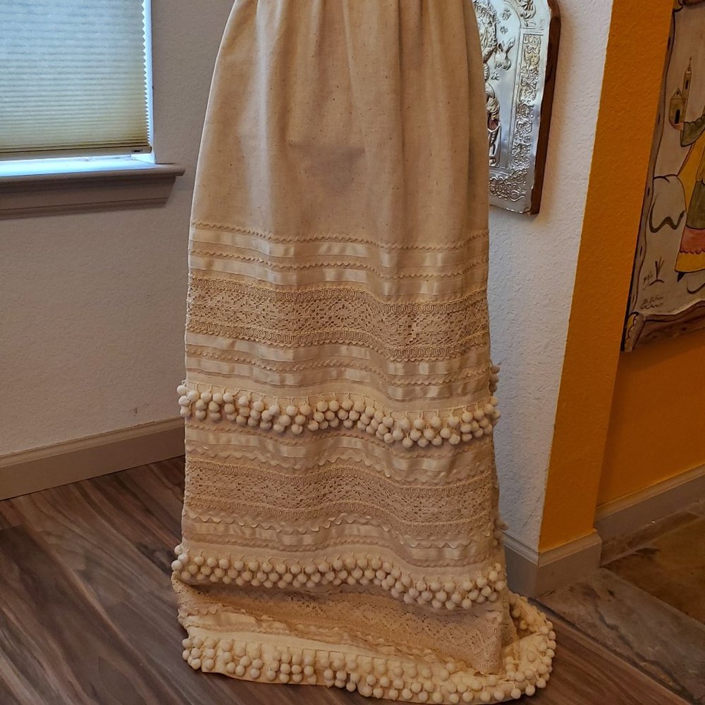 Rose Square Top & Pom Pom Skirt